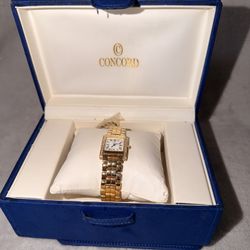 New 14k Concord La Tour Diamonds Ladies Watch approx 6" Wrist 22mm w papers
