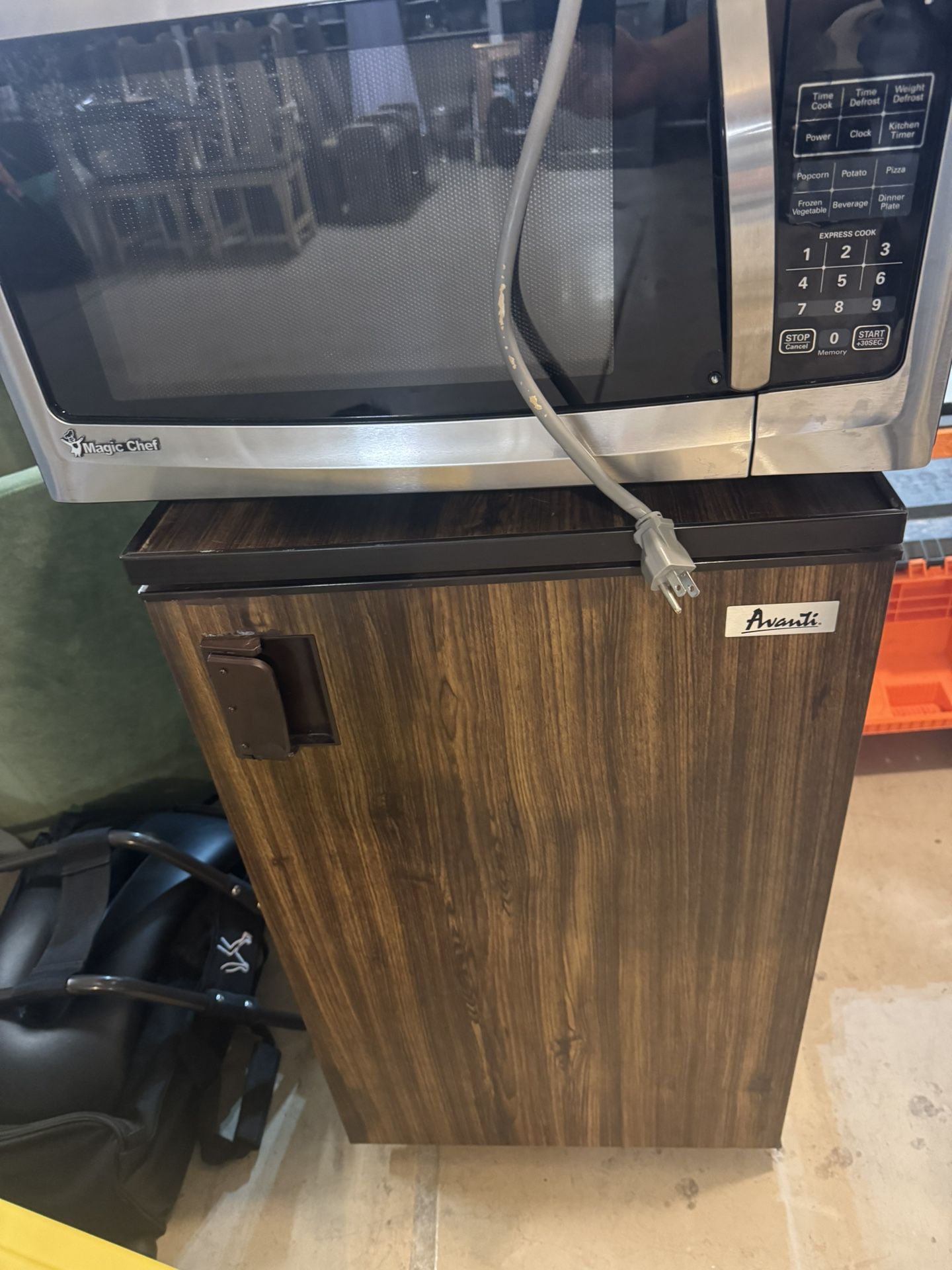 Mini Fridge And Magic Chef Microwave