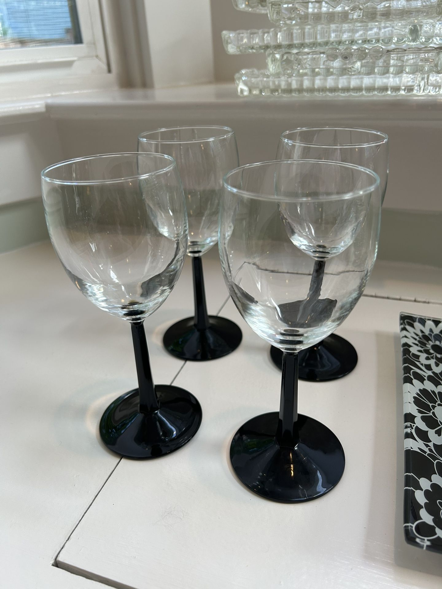 4 Vintage Black Stem Wind Glasses