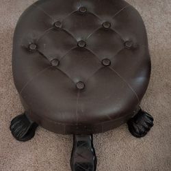 Elegant Walnut Finish Turtle Ottoman Foot Stool