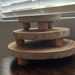 Set of 3 Mini Wooden Stool Display Stand