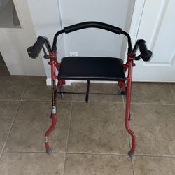 Foldable Walker With Seat And Back Support 
