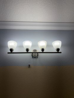 2 4-Light Brushed Nickel Bathroom Vanity Light