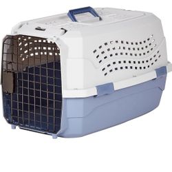 2-Door Top-Load Hard-Sided Dogs, Cats Pet Travel Carrier, Gray & Blue, 22.8"L x 15.0"W x 13.0"H