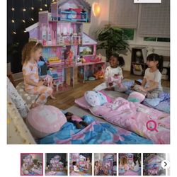 Kid kraft Slumber Party Mansion Dollhouse Gift for Kids 60+ Pieces Age 3+