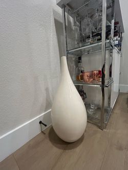 Large White Teardrop Floor Vase