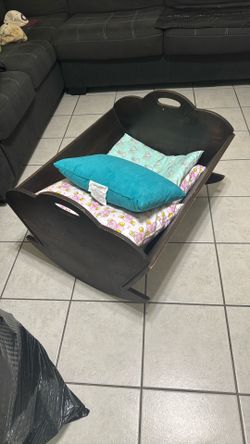 Vintage wooden baby cradle 