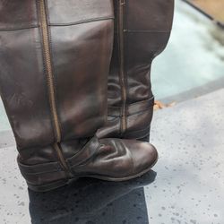 Dark Brown Leather Frye Boots, 10