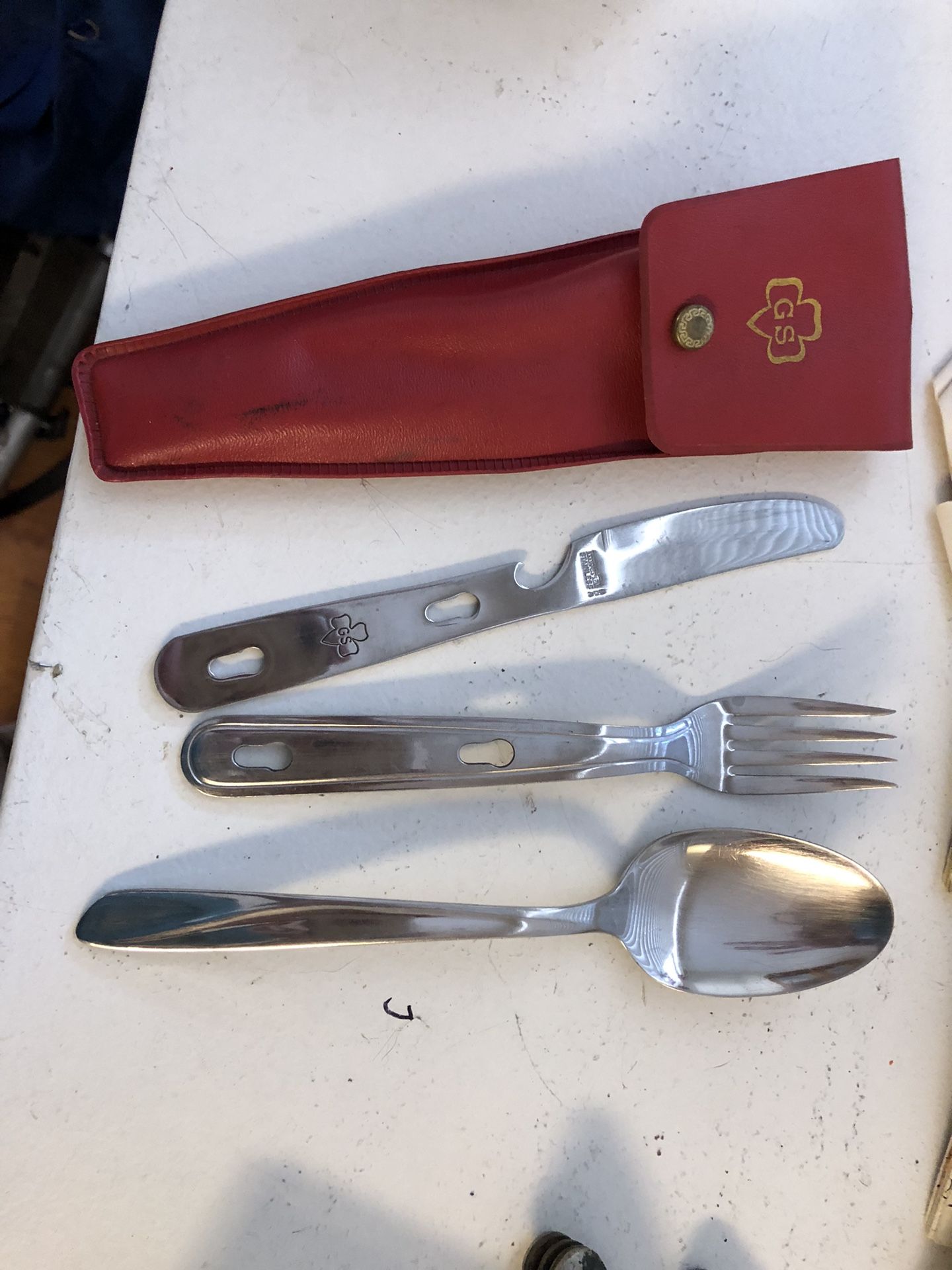 Vintage Girl Scout Camping Silverware With Case