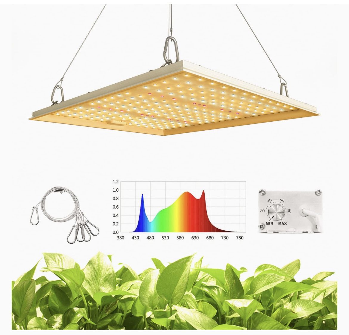 Full Spectrum LED Grow Light for Indoor Plants, Fitop Plant Lights for Grow Tent SK-600W Greenhouse Veg Bloomseed Starting Dimmable 2x2ft Coverage