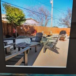 Grey patio set with 4 chairs