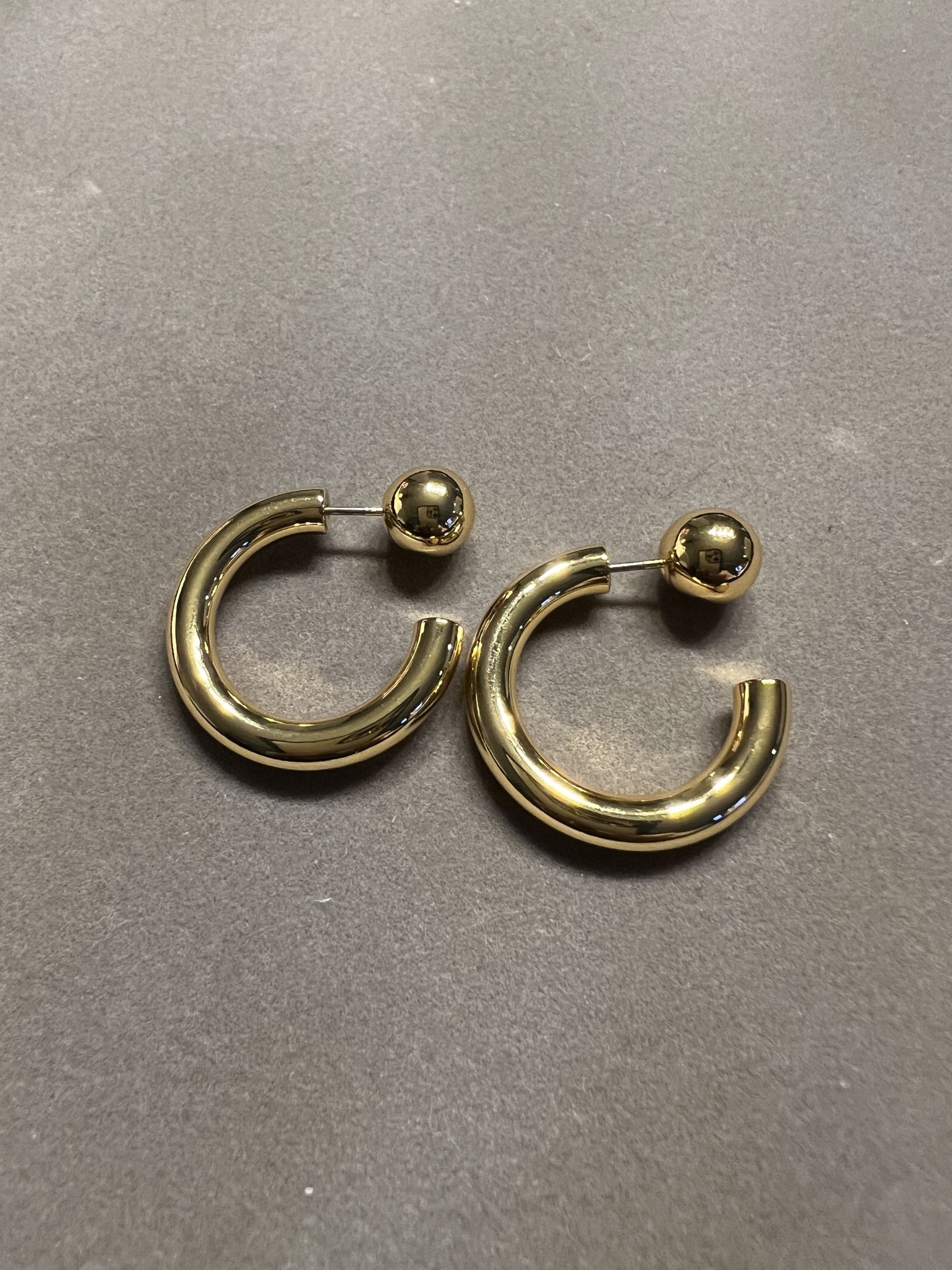 Golden front and back earrings