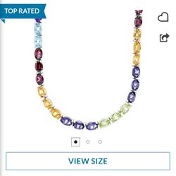 18" Multicolor Gem Stone Tennis Necklace 
