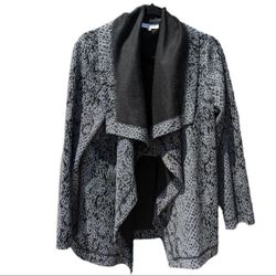 Calvin Klein Woman M Poly/Rayon/Spandex Charcoal Open Cardigan Snake