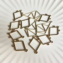 $3 for (12) Triangle Gold Metal Charms Hollow Pendants for Jewelry Making