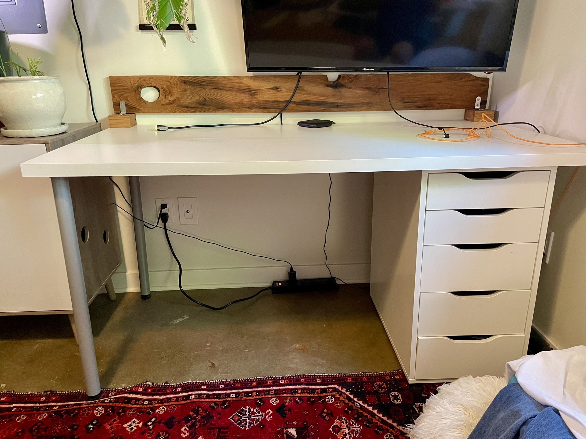 Desk with Drawers and Office Chair