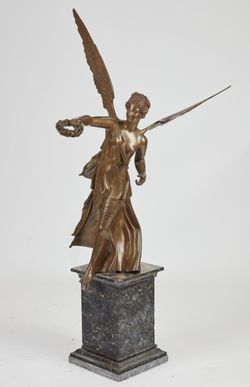 large Continental patinated bronze model of Nike