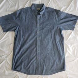 L.L. BEAN Men's SS Button-Down Jean Shirt (XL-Tall) Blue 