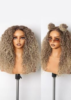 Curly glue less wig