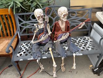 Halloween Skeleton Banjo Player Decorations Set of 2