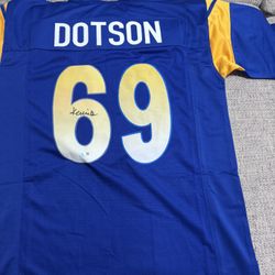Kevin Dotson Signed Autograph Custom Jersey - Beckett Coa - LA Rams