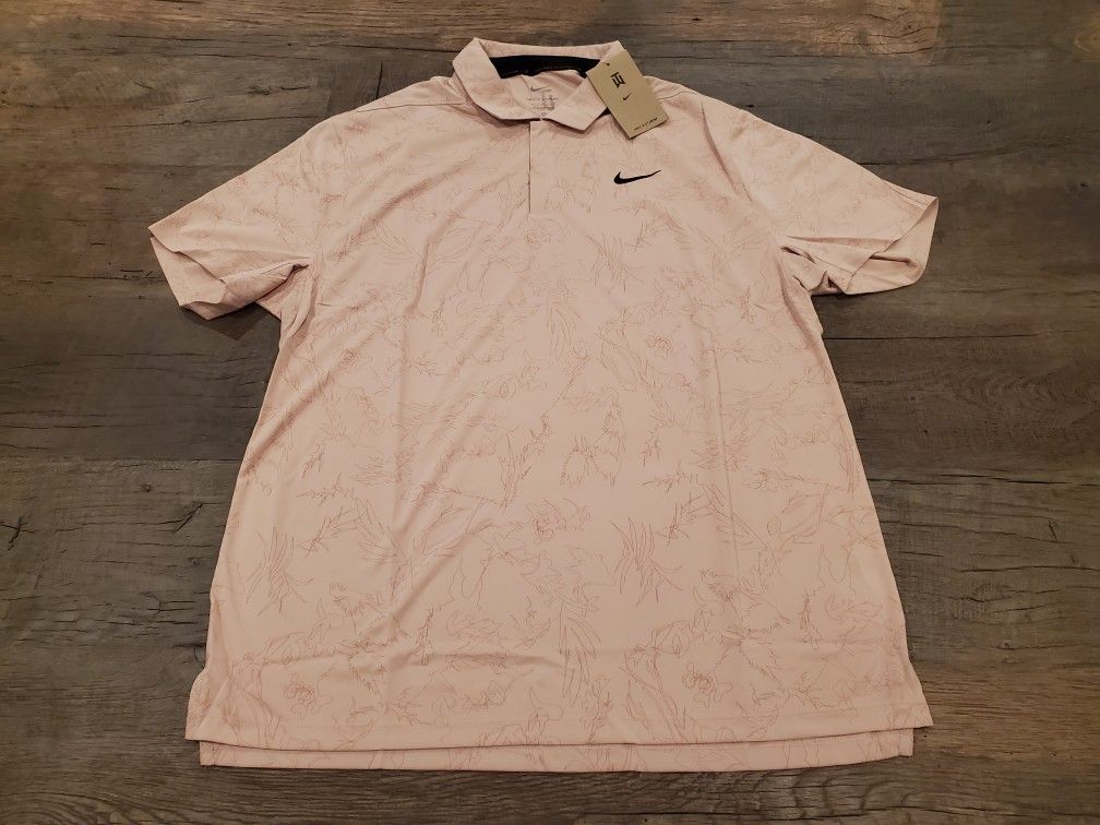 NIKE TIGER WOODS TW ADV OXFORD PINK GOLF SHIRT MENS