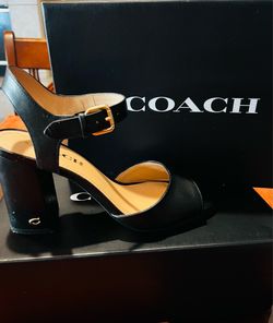 Coach Marla Leather Sandal Black Size 7.5