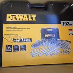 DEWALT 192 Pcs. Mechanics Tool Set, 1/2, 1/4, 3/8 Socket Set, SAE and Metric Socket Wrench Set, Hard Shell Tool Box (DWMT75049)