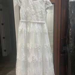 Junior/ Tween White FancyLace Special Occasion Dress Size 14 Chantilly Place Brand 