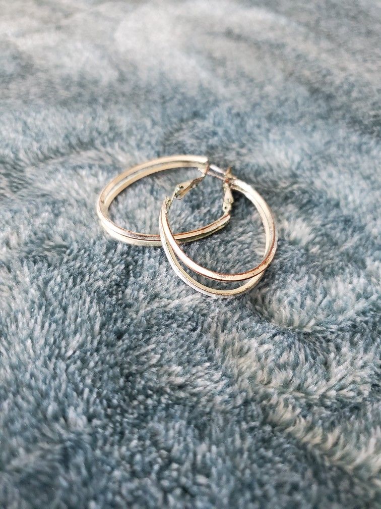 Silver Double Hoop Earrings
