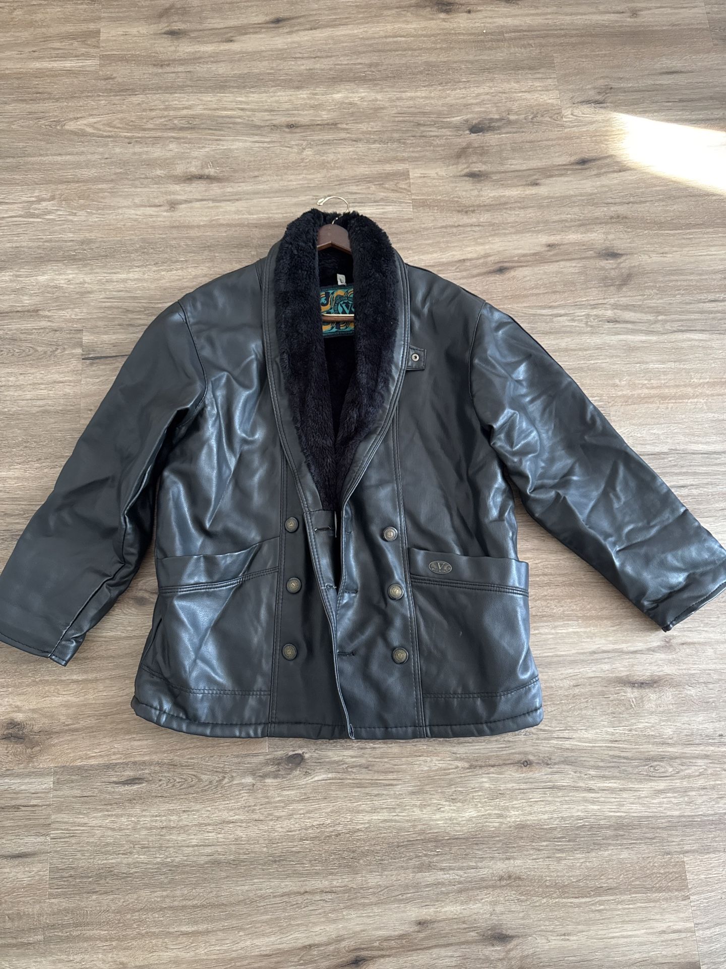 Women's black leather jacket Size L