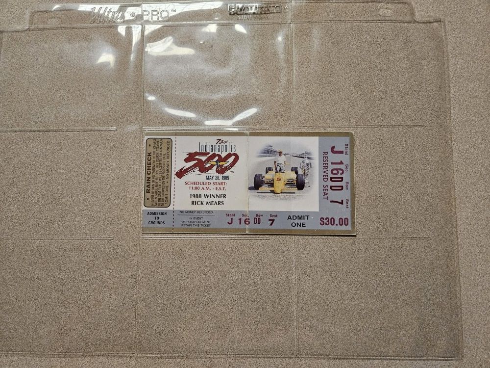 1989 Indianapolis 500 Ticket Stub