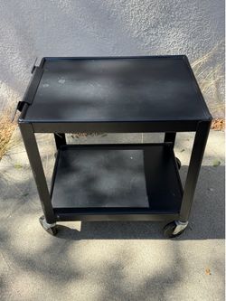 Black Sturdy 2 Shelf Cart with Wheels