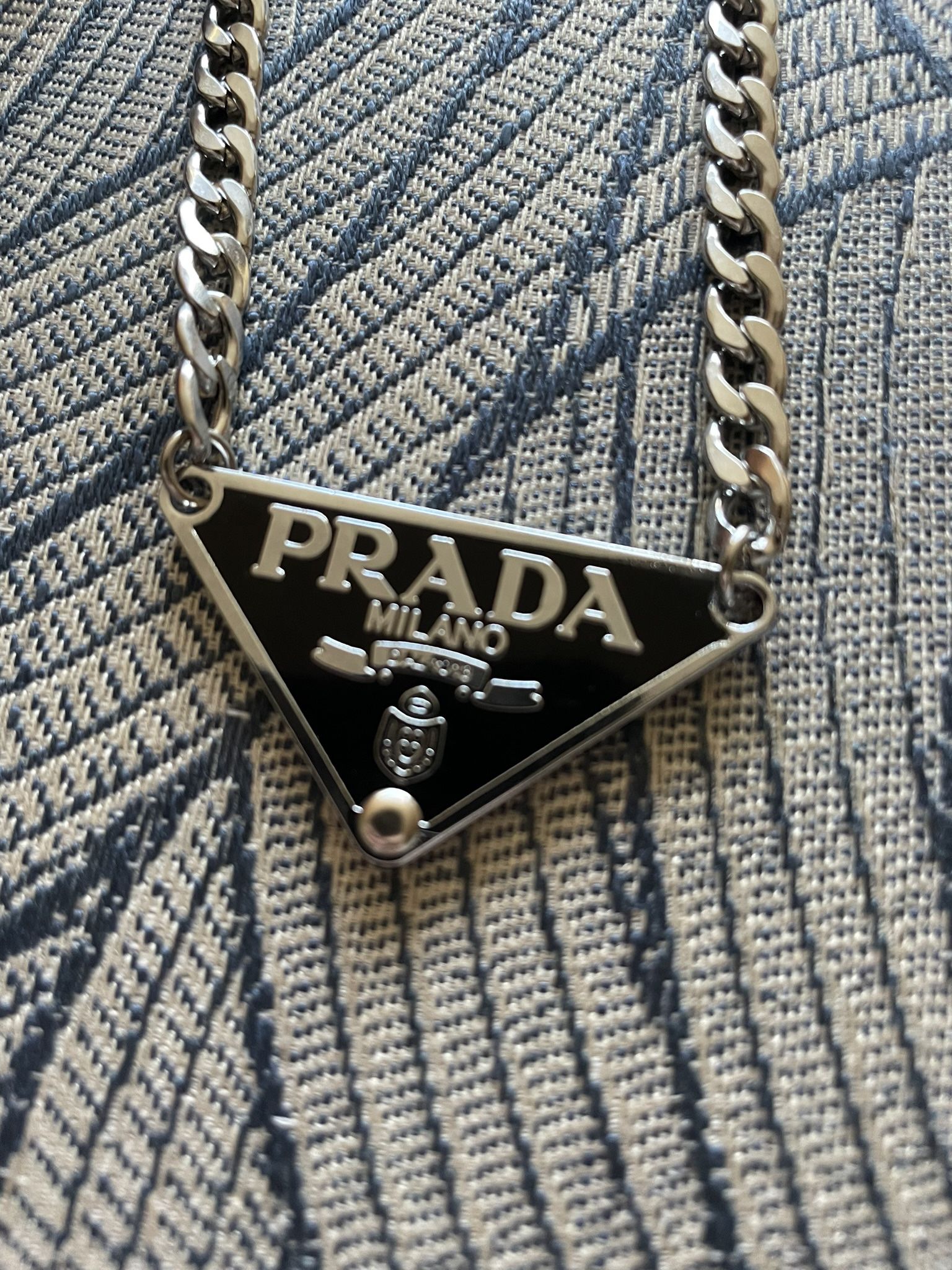 PRADA Silver And Black Necklace With Receipt