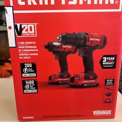 CRAFTSMAN V20 MAX Cordless Drill and Impact Driver, Power Tool Combo Kit with 2 Batteries and Charger (CMCK200C2AM)
