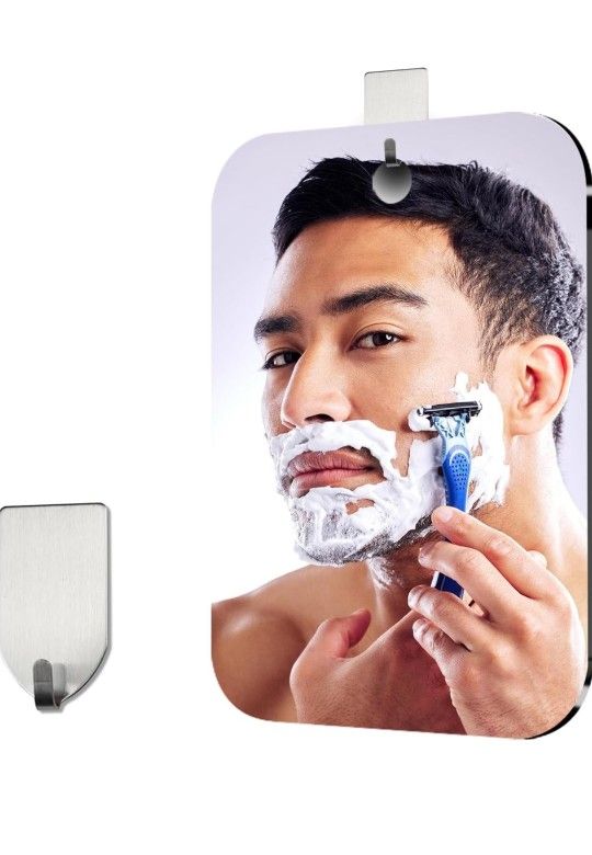 Shatterproof Shower Mirror for Shaving with Hook 8x10.7" Unbreakable Deluxe Plexiglass Makeup Mirror Bathroom Wall Hanging, Portable Handheld Camping