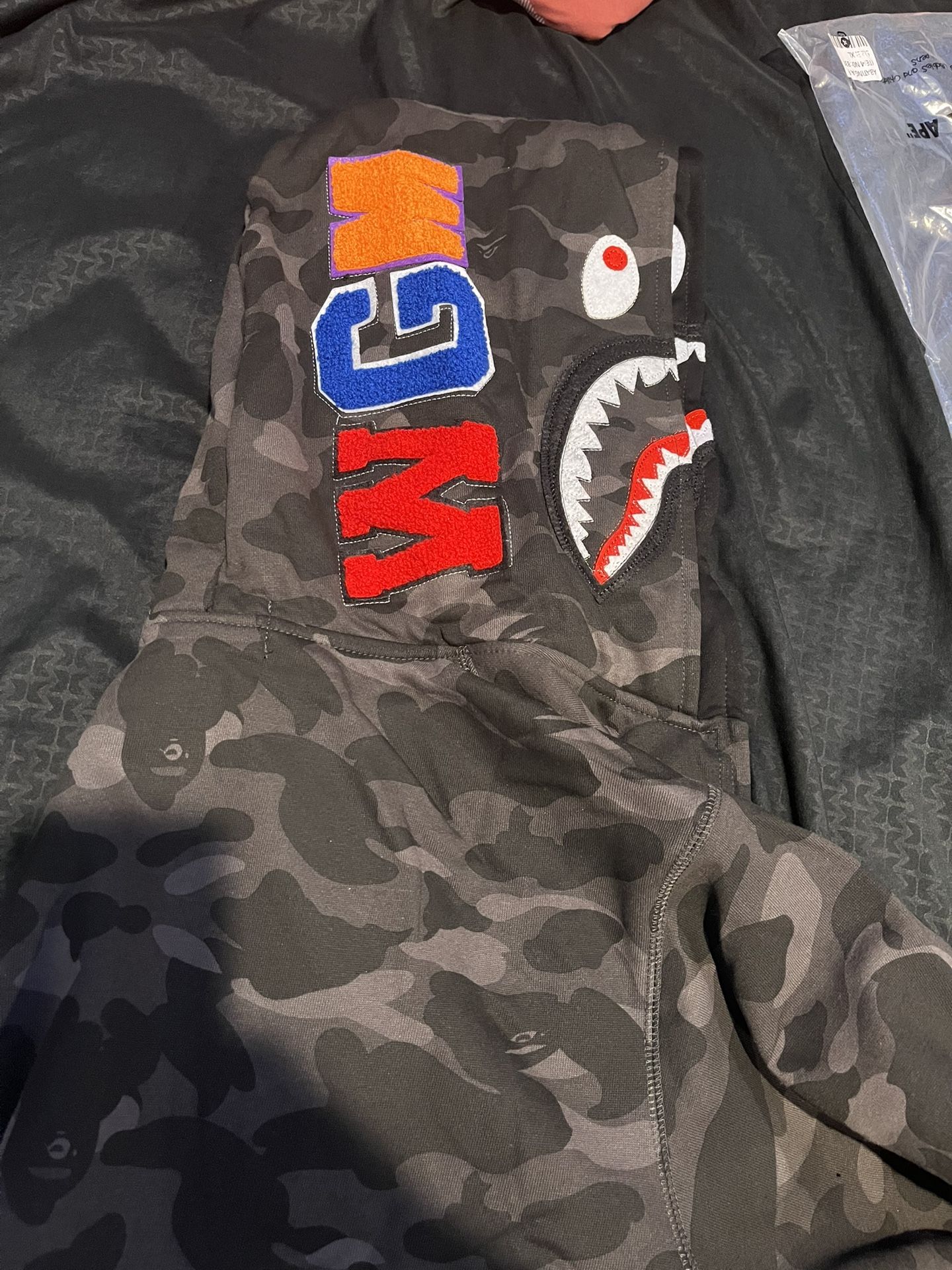 BAPE Double Hood Color Camo Shark Full Zip HoodieBlack XL