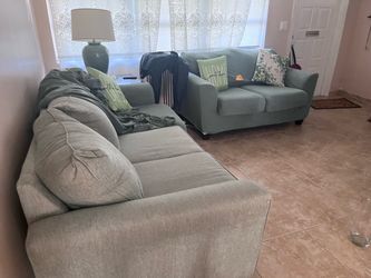 Light Gray Fabric Sofa and Loveseat Set