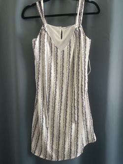 White Dress With Floral stripes
