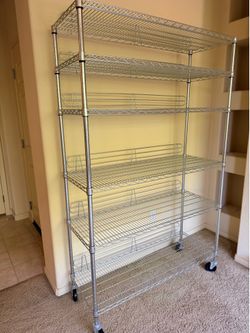 Six tier metal rolling shelf