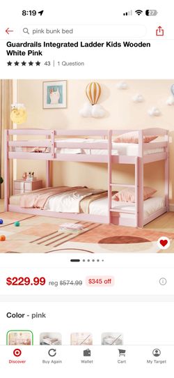 Target/Costway Twin Pink Bunk Bed