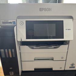 Epson EcoTank Pro ET-5850 Wireless Color All-in-One Supertank Printer with Scanner, Copier, Fax and Ethernet, White