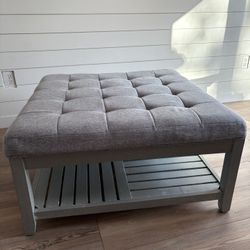 Large Gray Cocktail Ottoman