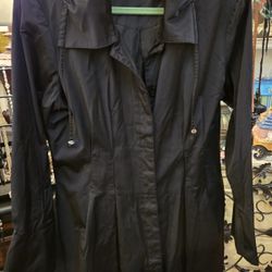 Womens Large, Flattering Elle Black Trench Coat 