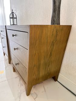 Pair of MCM trapezoidal wood nightstands