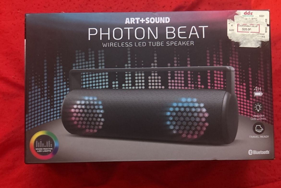 Art + Sound Black Photon Beat Wireless LED Tube Speaker