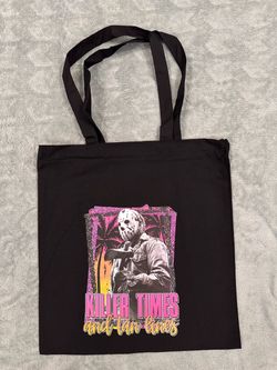 Jason Voorhees Horror Graphic Canvas Tote Bag