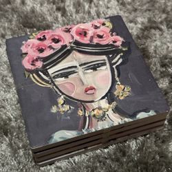 Prima Design Set of 4 Square Artist Painted Coasters 