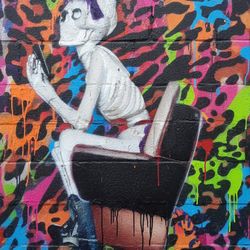 Skeleton Pooping While Scrolling Wall Murals