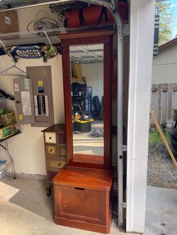 Awesome hall bench seat with mirror and cubby